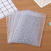 OTCRAFT 10 Pack A5 Size Plastic Binder Pockets,6 Holes Waterproof PVC Folders Loose Leaf Bag for Photo,Document, Stamp & Die Storage Bills Organizer (TransparentOne Grid