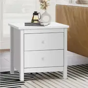 ALFORDSON 2 Drawers Bedside Table Hamza Nightstand (White)