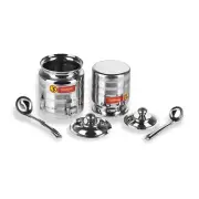 Set of 2 Stainless Steel Oil Ghee Pots Containers
