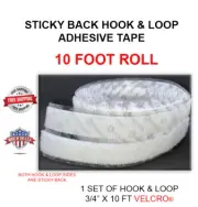 Sticky Back Hook & Loop Tape Self Adhesive Can Attach To Velcro 10’ foot White