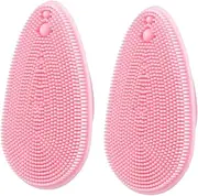 WRITWAA 2pcs Gentle Silicone Face Scrubber Brush for Deep Cleansing and Massage for Sensitive Skin Portable and Lightweight Face Brush Pink