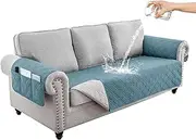 [ZXMSTAR] Waterproof Sofa Covers for Dogs Pets with Non Slip Backing Couch Seat Covers with Side Pocker for 3 Cushion Couch Washable Dog Couch Cover Protector (Soot Blue, 3-Seater)