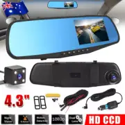 1080P Dash Camera Rear View Cars Cam Reversing Mirror Front + Rear DVR Recorder