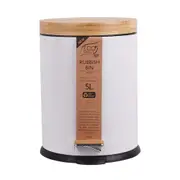 Eco Basics 5L Rubbish Bin/Trash Garbage Can Waste Container Storage Round White