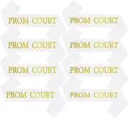 [Generic] Prom Court Sashes Set White, Prom Court Sashes Set of 8, School Dance Graduation Party School Party Accessories (White Gold)