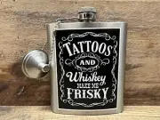 Tattoos And Whiskey Metal Flask 5" x 3.5"
