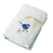 2pc Pilbeam Living Cotton Blue Wren Hand Towel Home/Bathroom Cloth Set WHT/Blue