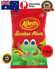 Allen's Snakes Alive 1.3kg Soft and Juicy Pantry Candy Gummy Lollies Sweets NEW