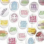 10 Pcs 7.9 Inch Preppy Round Mirror Tiles Acrylic Round Mirror and Positive Affirmation Sticker Set Groovy Acrylic Circles Sheets Decor for Wall Living Room Bedroom Classroom Home Decor