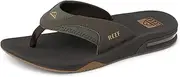 [REEF] Mens Fanning Sandal | Bottle Opener Flip Flop, Grey/Red, 9
