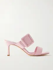 [Manolo Blahnik] Manolo Blahnik - Gable 70 Buckled Suede Mules - Baby pink - IT40 IT 40 Pink