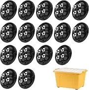 ZJMCAJY 16Pcs Mini Caster Wheel, 360° Swivel, Stainless Steel Ball, Quiet, Multi-Surface, 77lbs, Black, 4.8cm, 2in, Plate Mount
