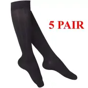 Touch Womens LARGE Knee High Compression Dress Socks 15-20mmHg BLK Rib Pattern