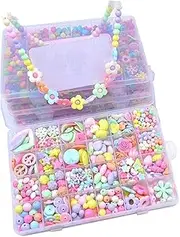 Beads Set for Jewelry Making Kids Adults Children Craft DIY Necklace Bracelets Letter Alphabet Colorful Acrylic Crafting Beads Kit Box with Accessories