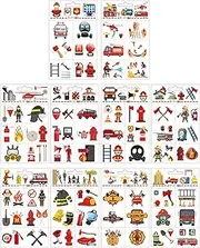Tattoo Children's Fire Brigade Set - 10 Sheets Skin-Friendly Temporary Tattoos for Children Boys - Firefighter, Fire Engine & More - Perfect for Birthday Parties & Party Decoration