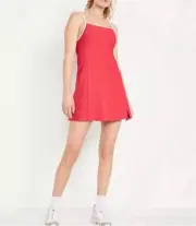 Old Navy Womens Size S Tall Red Built In Bra Power Soft Cami Athletic Dress NWT