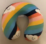 Colorful U Shaped Travel Neck Pillow Toddler Kids Head Support Rainbow Clouds