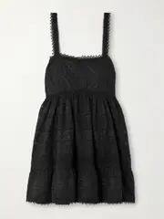 [WAIMARI] WAIMARI - + Net Sustain Canela Lace-trimmed Cotton-blend Mini Dress - Black - large large Black