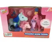 Play Right Wonder Pony Set. Set of 4 Ponies, Hair Clips & Other Accessories. New