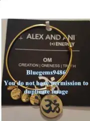 Alex and Ani Ivory Epoxy Om Charm Bangle Yellow Gold - Discontinued