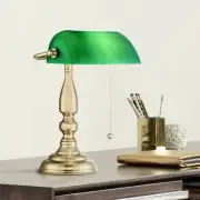 Hammond Traditional Banker Desk Table Lamp 14" High Brass for Bedroom Bedside