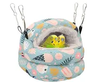 Reshiho Bird Nest House Winter Warm Bird Bed Hanging Hammock Snuggle Hut for Parakeets Budgies Cockatiels Conures Quaker Parrot (Small, Blue)