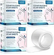 Silicone Scar Sheets, Professional Scar Tape, 3PCS Tape Rolls(2.5 x 150cm Roll-1.5M), Reusable Scar Removal Sheets, Soft Easy-Tear Silicone Scar Tape for For C-Section, Surgery, Burn, Keloid, Acne Etc.