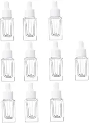 10pcs Clear Glass Dropper Bottles Refillable Travel Essential Oil Dispenser with Leak Cover for Outdoor Use Perfume and Essence