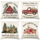 Christmas Sofa Waist Christmas Pillow Cover Pillow Case Square Cushion Cover