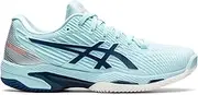 [ASICS] Women's Solution Speed FlyteFoam 2 Clay Tennis Shoes, 7.5, Clear Blue/Light Indigo