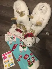 Claire’s Llama Slippers Sz Sm 4 5 6 Socks Sleep Mask Justice Stickers Lot