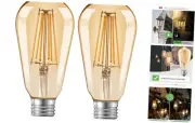 Dusk to Dawn Edison Light Bulbs ST58(ST19), Vintage Amber Glass, Warm Light,