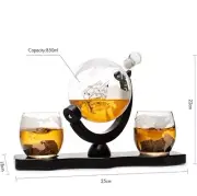 Whiskey & Wine Decanter Globe World Set with Globe Glasses