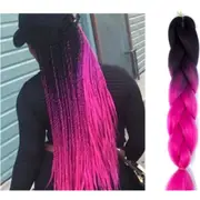 62cm Synthetic Gradient Coloured Braiding Hair Extensions - Black&Hot Pink