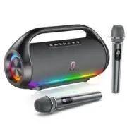 Portable Bluetooth Speaker with PA System, 2 Wireless Karaoke Microphone,