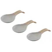 3x Davis & Waddell Jenson Spoon Rest Stoneware Utensil Holder 11x22cm GRY/NTRL
