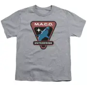 Star Trek Enterprise Maco Patch Kids Youth T Shirt Licensed Sci Fi TV Sport Gray