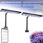 PopBloom 2PCS Marine Led Aquarium Light Full Spectrum Fish Tank Light for 120cm 48" Reef Coral Tank Smart-APP Control (Smart-APP Control-with Arm Kit)