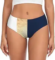 [SAAKE] Gold Blue White Print Women's Briefs XS S M L XL XXL 3XL 4XL Plus Size Briefs Bikini Ladies Underpants