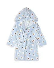 petit lem Girls' Daisy Print Plush Hooded Robe - Big Kid