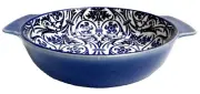 Ooh La La! BIA Georgian Blue Round Baker 1.25 qt Ceramic Pottery Bowl 10 in (D)