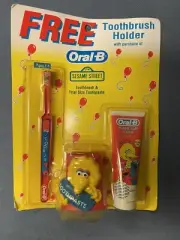 1996 Oral-B Sesame Street Toothbrush Trial Size Toothpaste & Toothbrush Holder