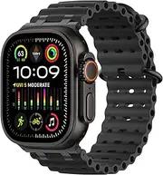 MoKo Ocean Band Compatible with Apple Watch Ultra 2/Ultra Bands 49mm 46mm 45mm 44mm for Men Women, Upgraded Silicone Strap for iWatch Series 10/9/8/7/6/5 SE, Breathable Band with Metal Connector, B&B