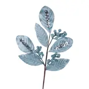 Pale Blue Velour Leaf Stem 62cm