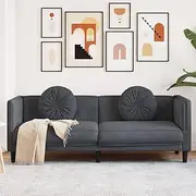 Sofa with Cushions 3-Seater Dark Grey Velvet,Luxurious Velvet 3Seater Sofa for Comfortable Relaxation and Entertainment Living Room Furniture