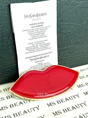 YSL Beauty Mirror Red Lip Shape & Gold Trim (2”x 4”)