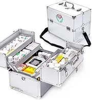 Upgraded Lockable Multi Tray First Aid Box Portable Double Open Emergency Medicine Case for Drugs Storage Family Storage Box Suitable for Families and Travel,30 * 22 * 24.5cm