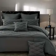 Luxton Alden Grey Quilt Cover Diamond Cross 3pcs Doona Cover Set ( Double / Queen / King / Super King / Options)
