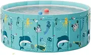 Beuway Foldable Pool Non-Inflatable Swimming Pool, Sturdy and Safe Portable Swimming Pool for Dogs Cats and Kids Outdoor Round Pool for Family Water Outdoor Game Backyard