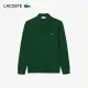 【LACOSTE】男裝-經典修身長袖Polo衫(深綠色)